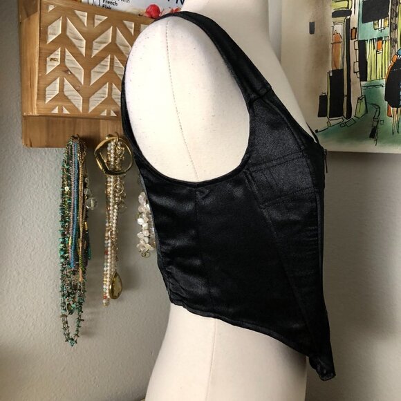 Future Collective Kahlana Barfield Black Zip Satin Bustier - NWT's Whimsigoth - Picture 6 of 11